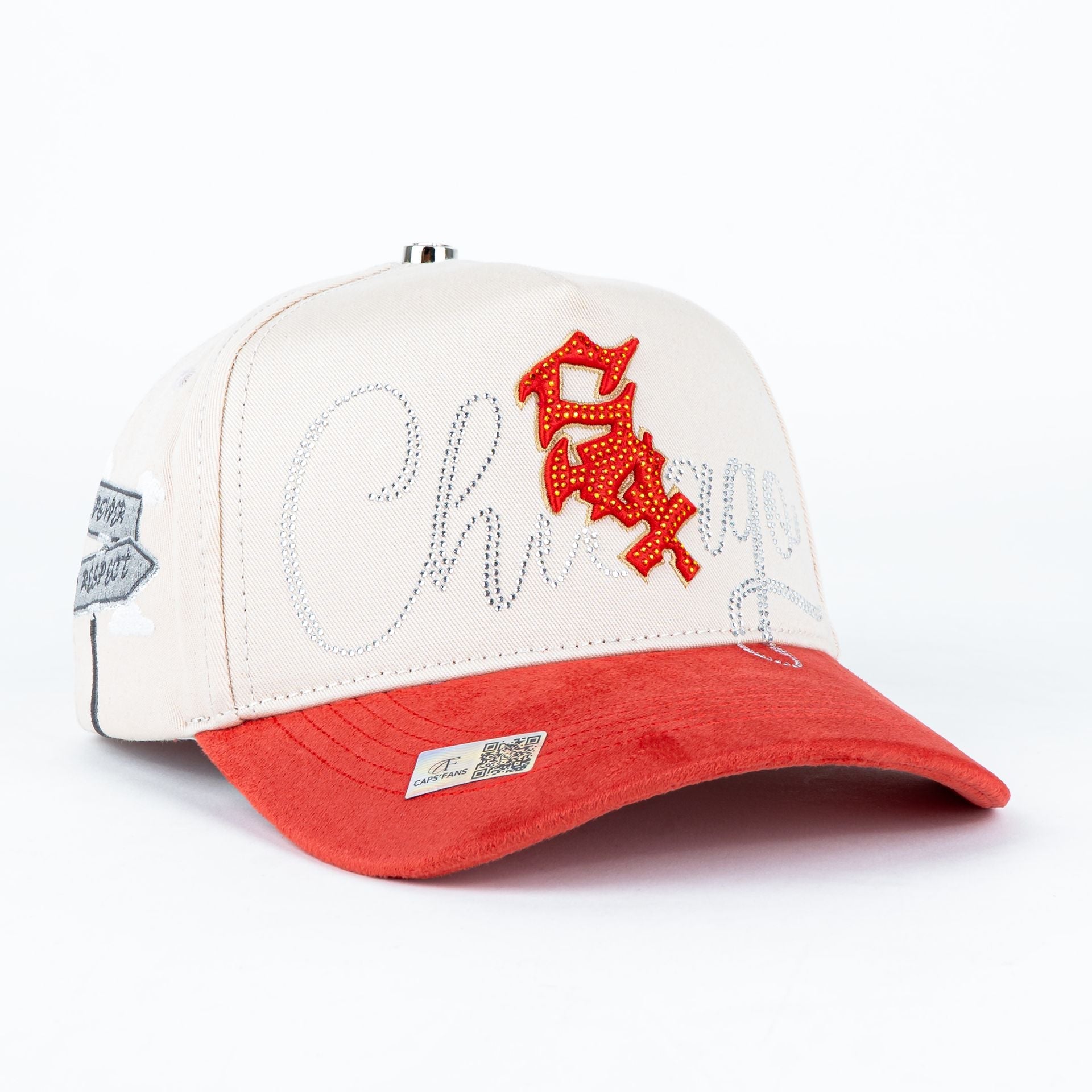 GORRA CAPS FANS SOX BEIGE ROJO